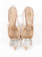 Gianvito Rossi Nude Patent Resin Buckle Jaipur Sling Heels - 38