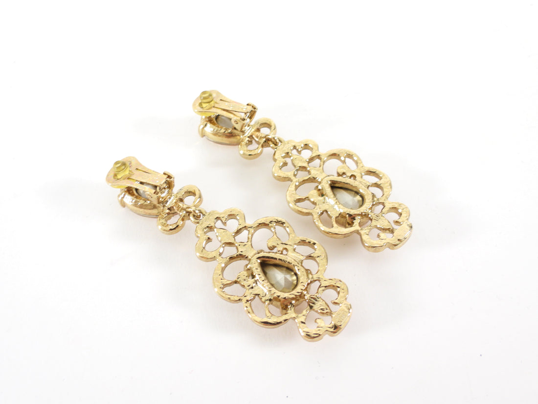 Oscar de la Renta Goldtone Topaz Crystal Drop Statement Earrings