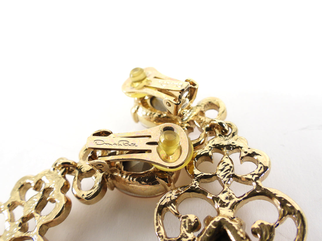 Oscar de la Renta Goldtone Topaz Crystal Drop Statement Earrings