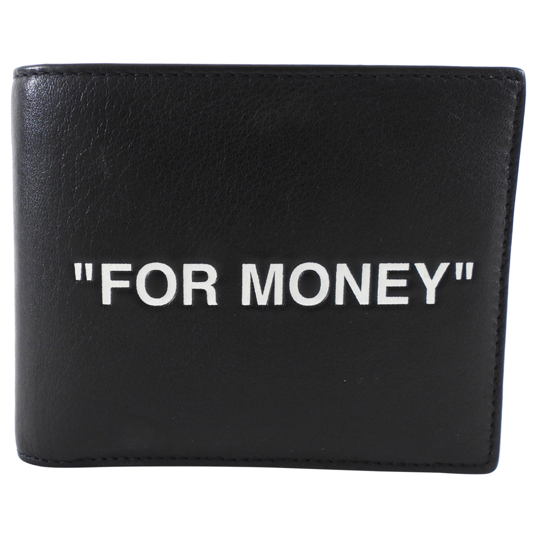 Off White Black Leather For Money Bifold Wallet