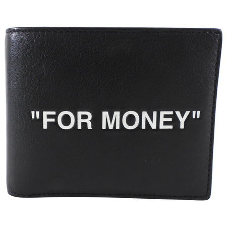 Off White Black Leather For Money Bifold Wallet