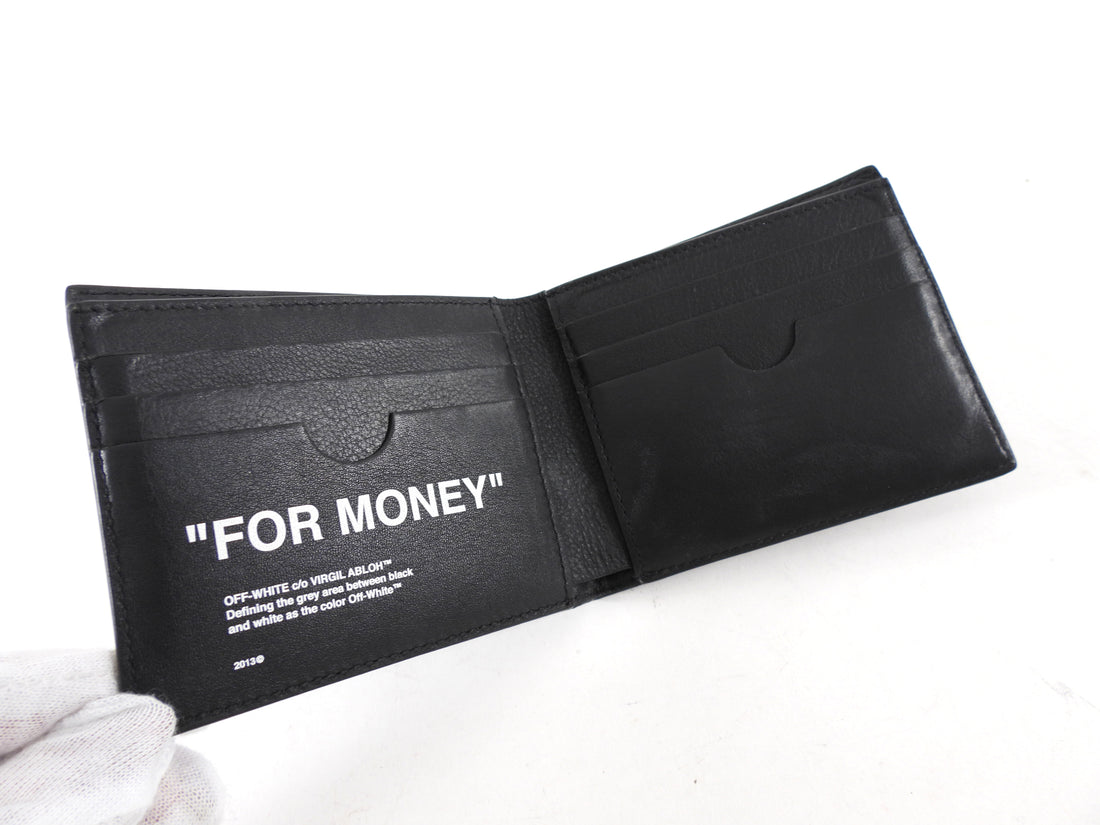Off White Black Leather For Money Bifold Wallet