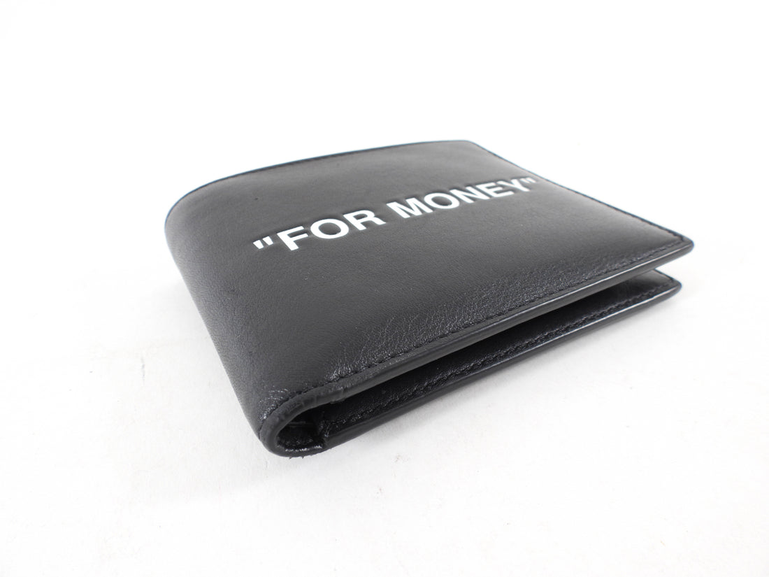 Off White Black Leather For Money Bifold Wallet