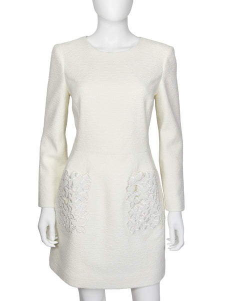 Oscar De La Renta Ivory  2025 Cutout Tweed Cherry Blossom Mini Dress 8