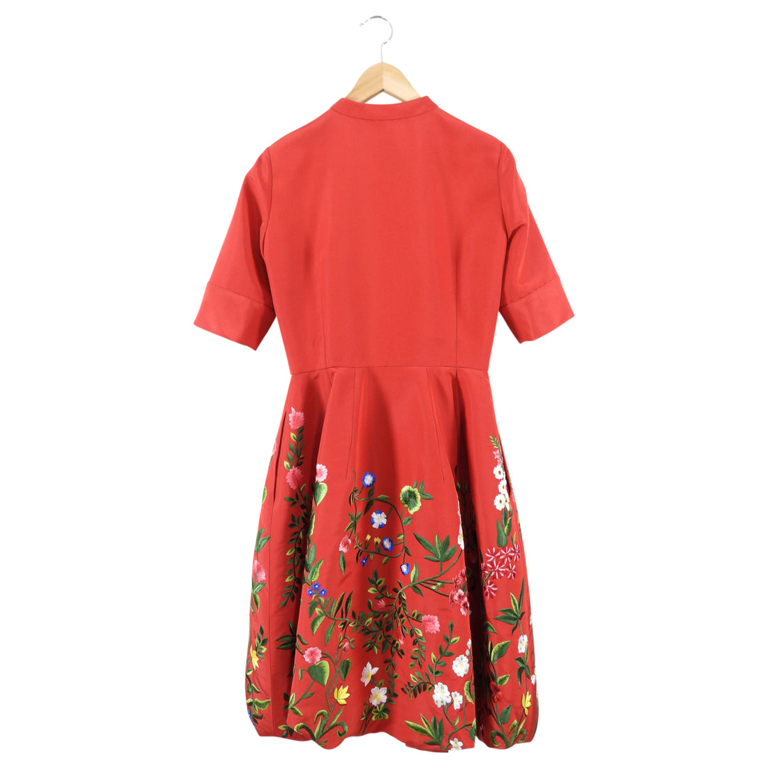 Oscar de la Renta Red Embroidered Cocktail Dress - 4