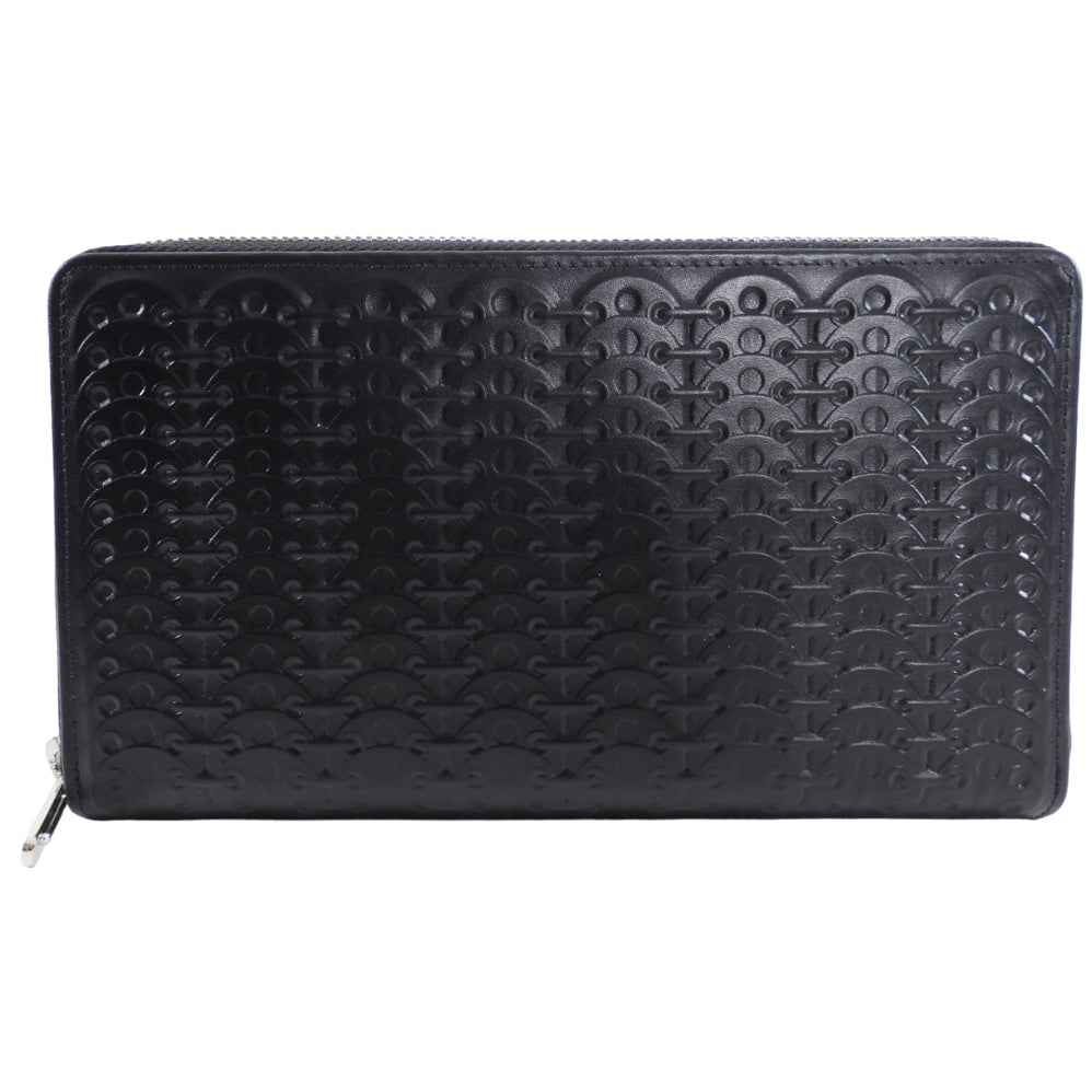 Paco Rabanne Black Embossed Leather Large Organizer Wallet