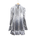 Paco Rabanne Silver Sequin Ruffle Party Dress - S