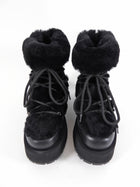 Paloma Barcelo Black Shearling Leather Platform Winter Boot - 37 / 7