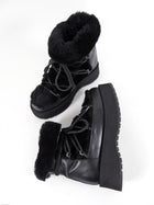 Paloma Barcelo Black Shearling Leather Platform Winter Boot - 37 / 7