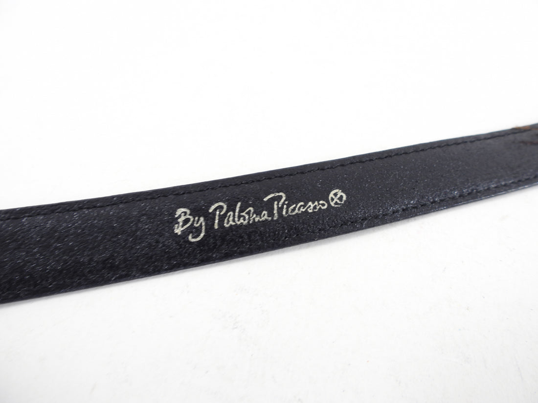 Paloma Picasso Vintage 1990's Skinny Black Belt - 30-32"