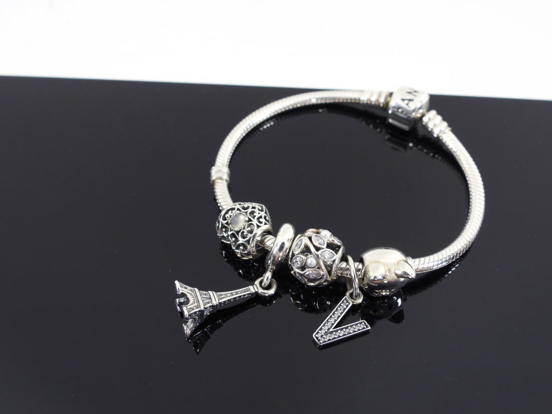 Pandora Sterling Silver Bracelet with 5 Charms