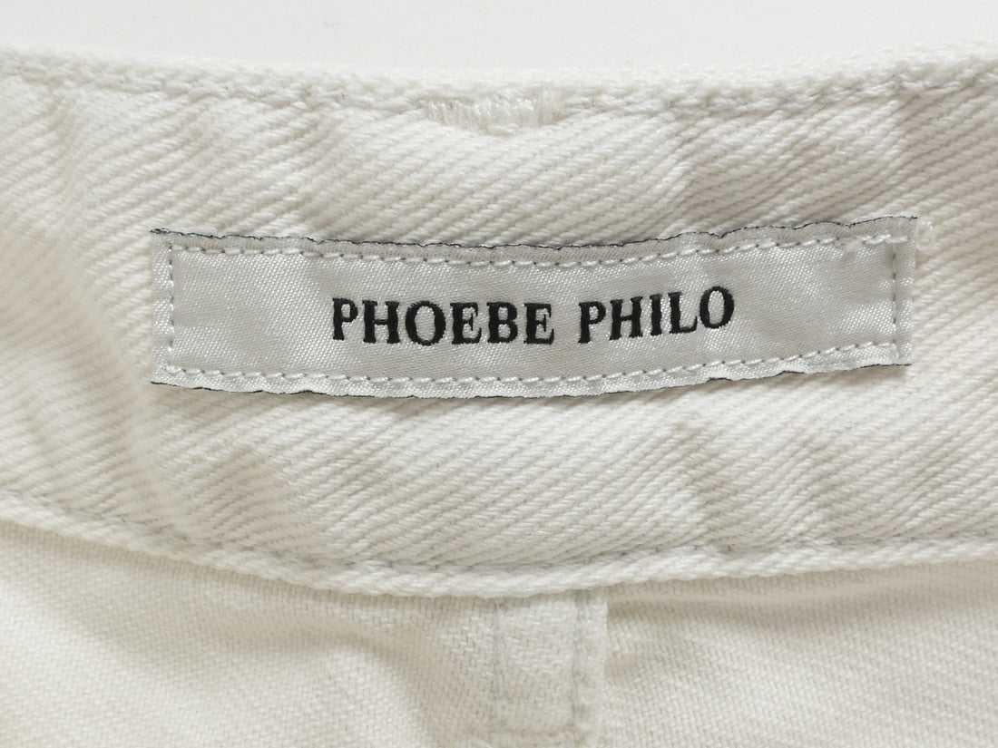 Phoebe Philo Ivory Denim Wide Culotte Shorts - 34