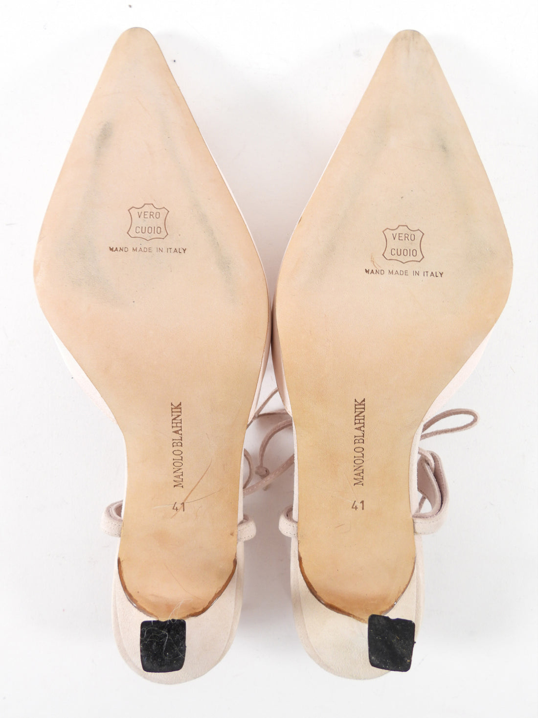 Manolo Blahnik Light Pink Fabric and Suede Heel Mules - 41