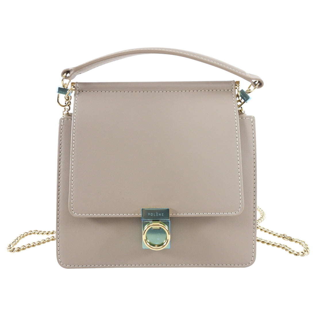 Polene Numero Sept Small Taupe Leather Two-Way Bag