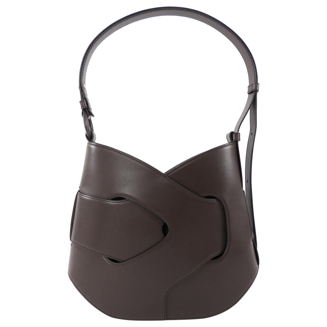 Polene Nodde Hobo Bag in Smooth Ebony Leather
