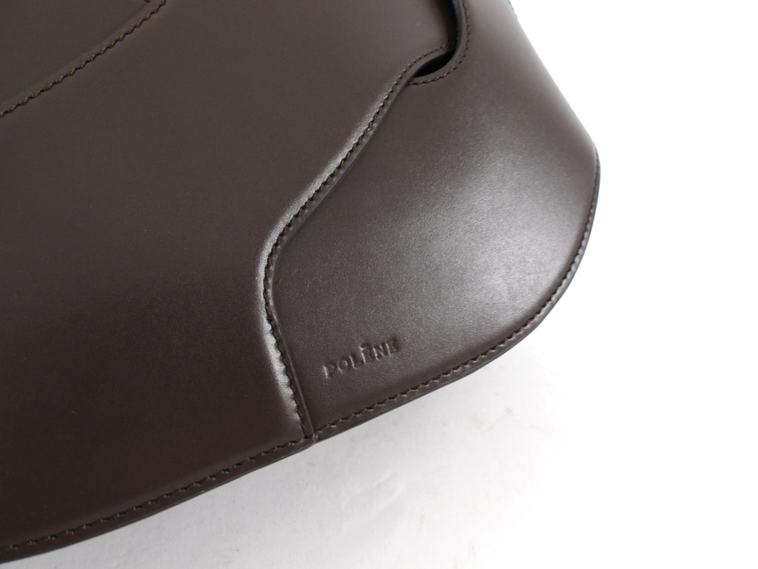 Polene Nodde Hobo Bag in Smooth Ebony Leather