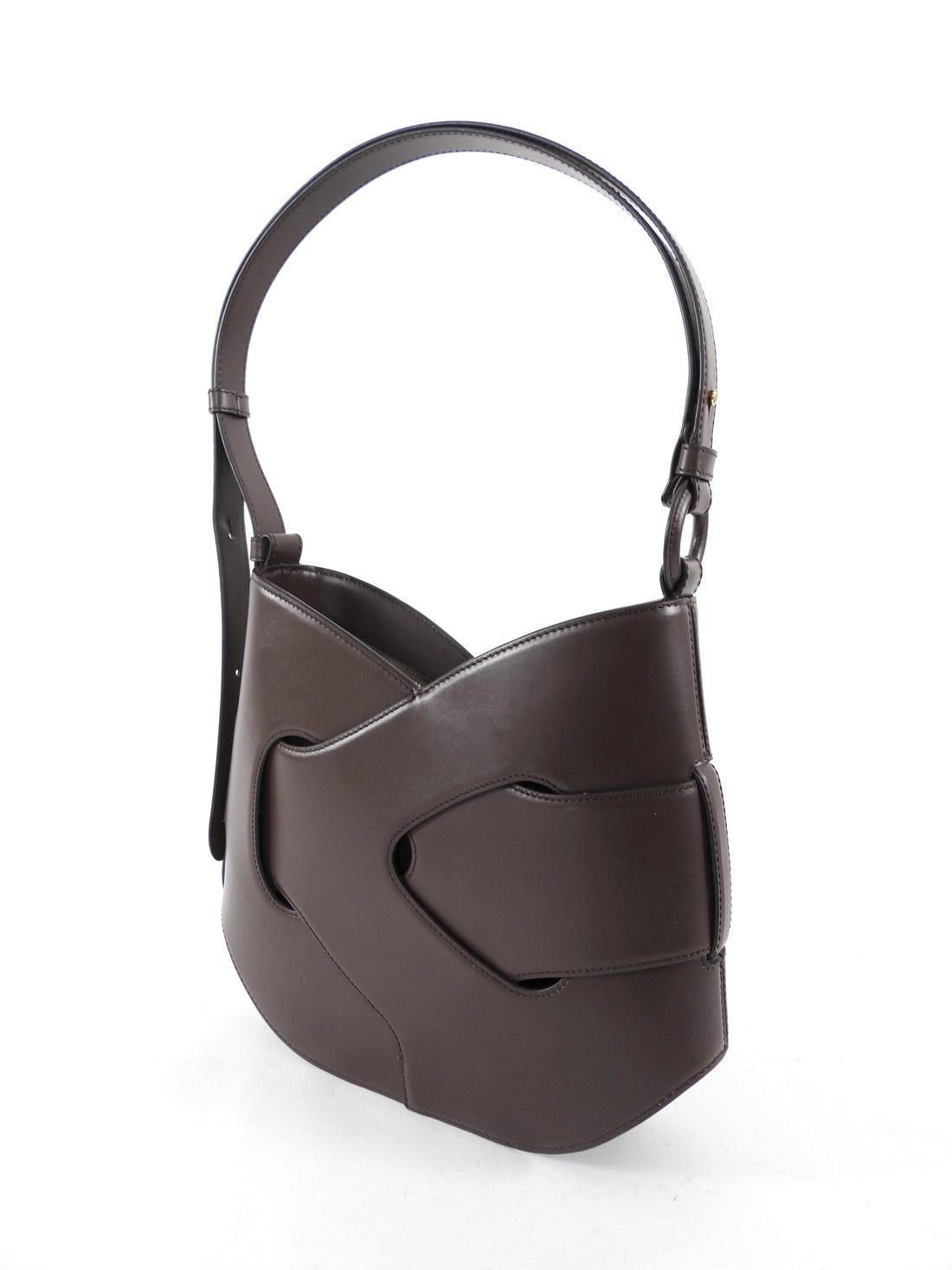 Polene Nodde Hobo Bag in Smooth Ebony Leather