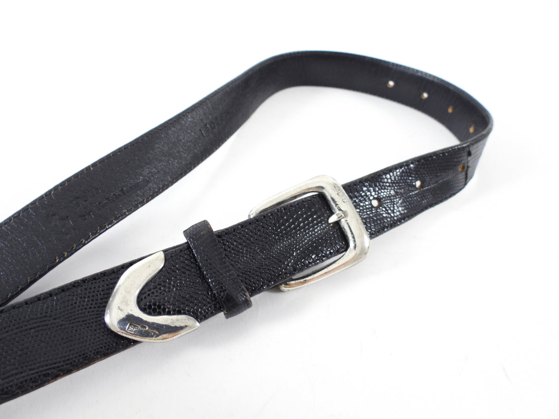 Polo by Ralph Lauren Vintage 1990's Lizard and Sterling Silver Belt - 23-31"