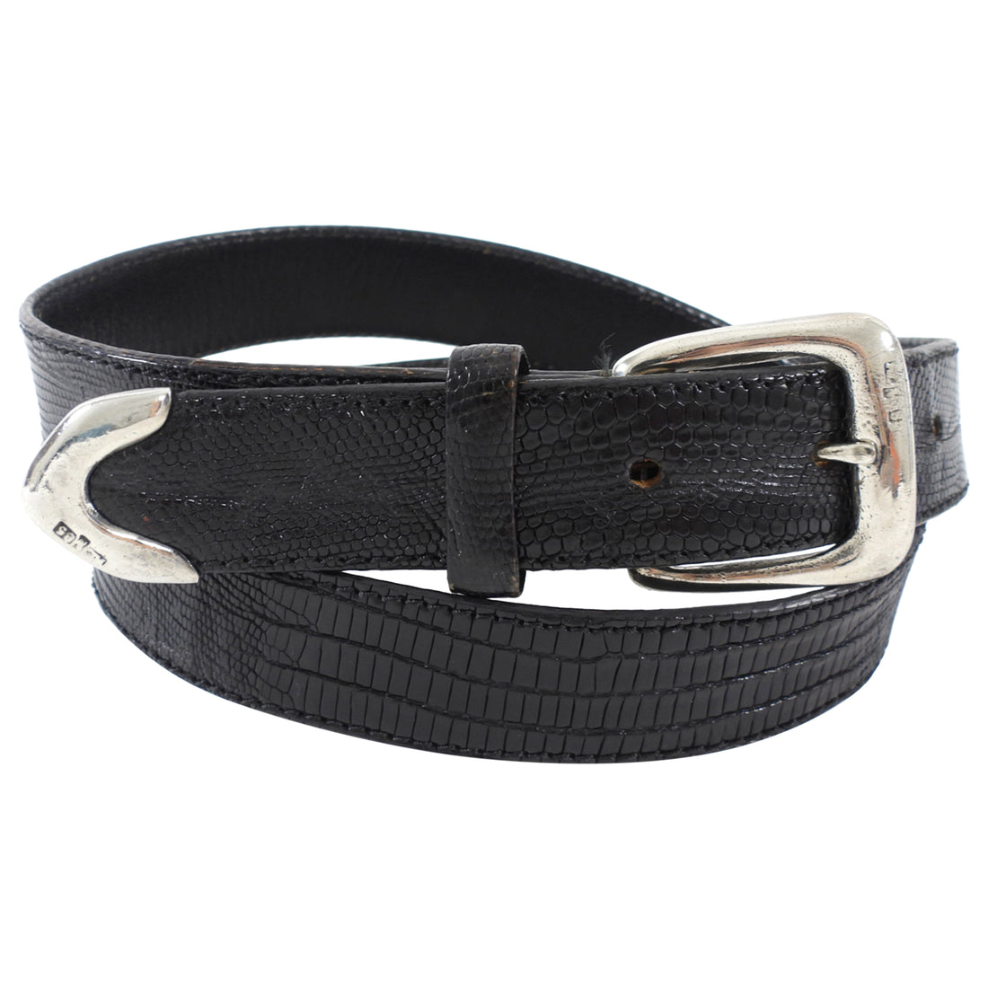 Polo by Ralph Lauren Vintage 1990's Lizard and Sterling Silver Belt - 23-31"