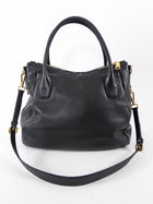 Prada Black Vitello Daino Leather Two Way Satchel Bag