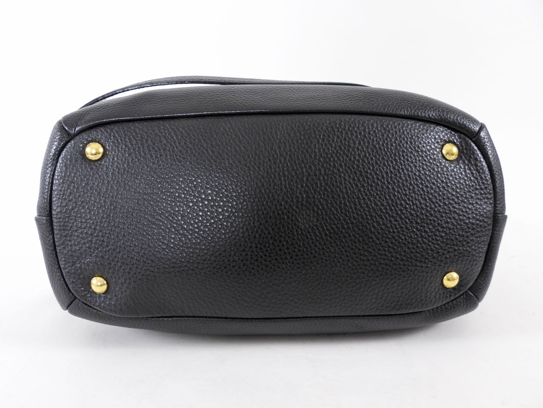 Prada Black Vitello Daino Leather Two Way Satchel Bag