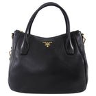 Prada Black Vitello Daino Leather Two Way Satchel Bag