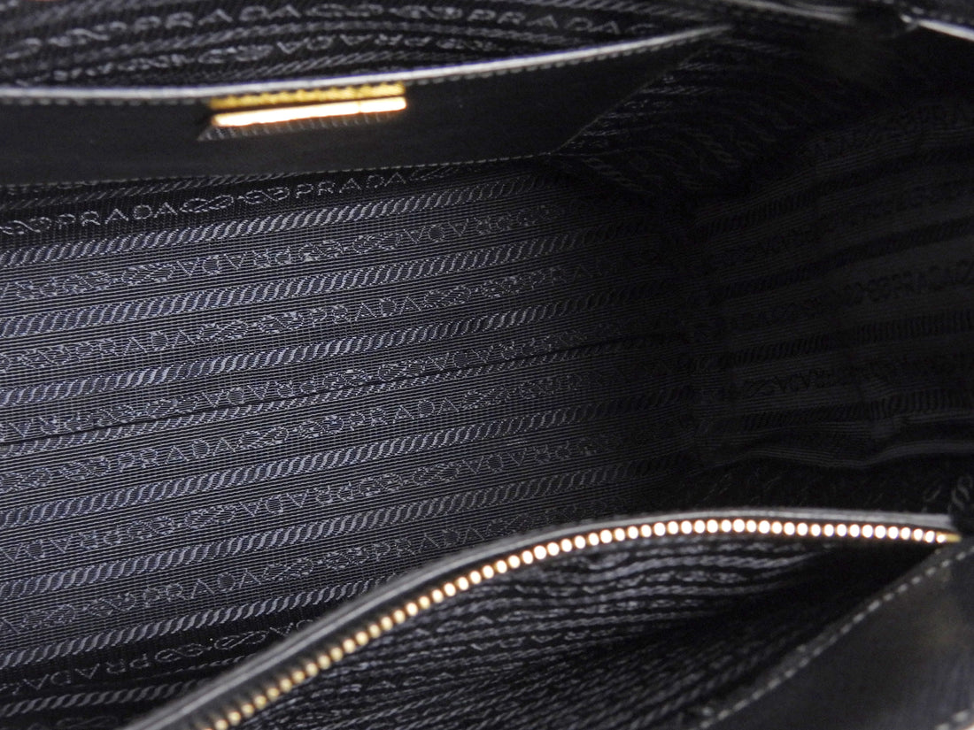 Prada Black Saffiano Top Handle Small Tote Bag
