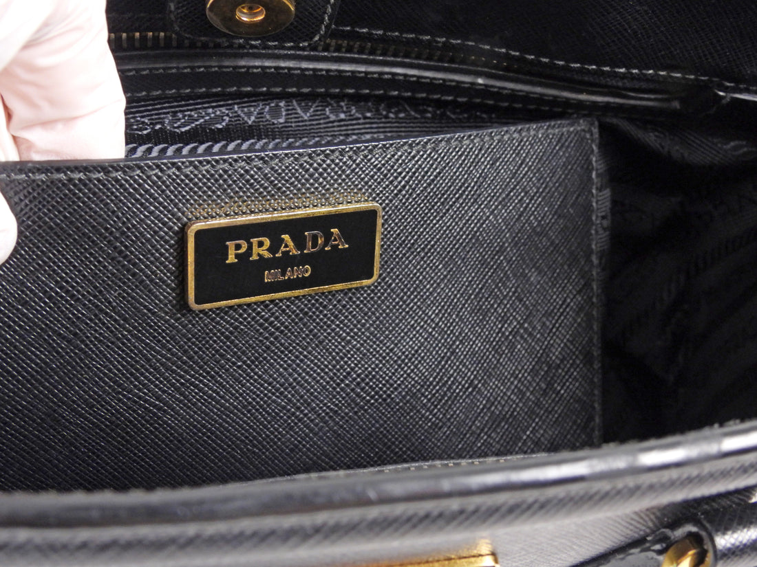 Prada Black Saffiano Top Handle Small Tote Bag