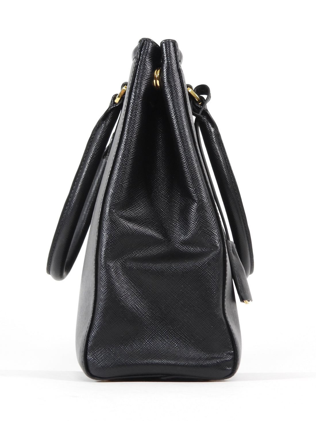 Prada Black Saffiano Top Handle Small Tote Bag