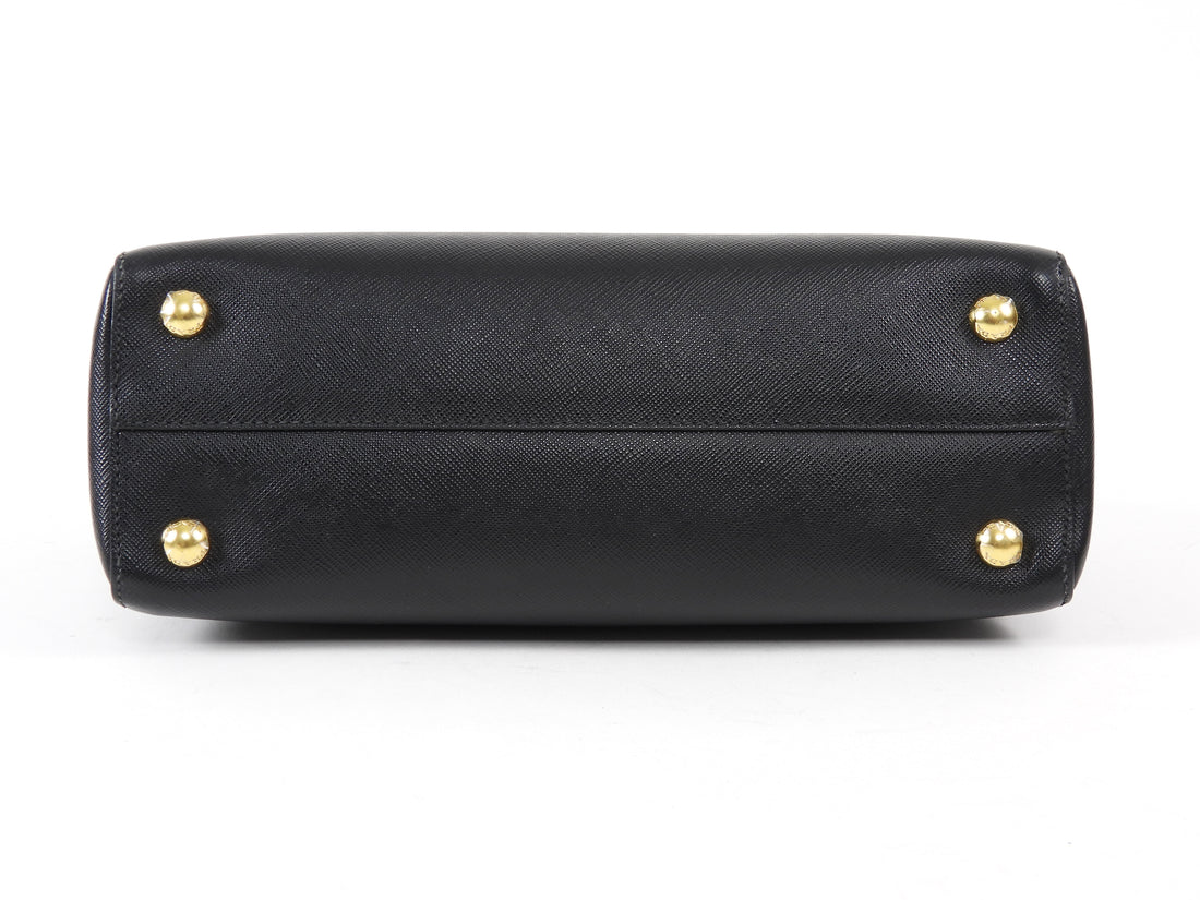 Prada Black Saffiano Top Handle Small Tote Bag