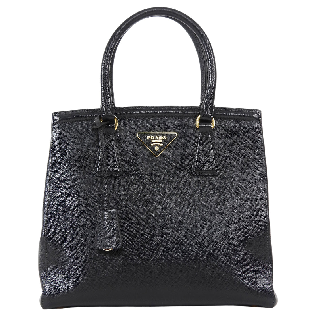 Prada Black Saffiano Top Handle Small Tote Bag