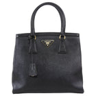 Prada Black Saffiano Top Handle Small Tote Bag