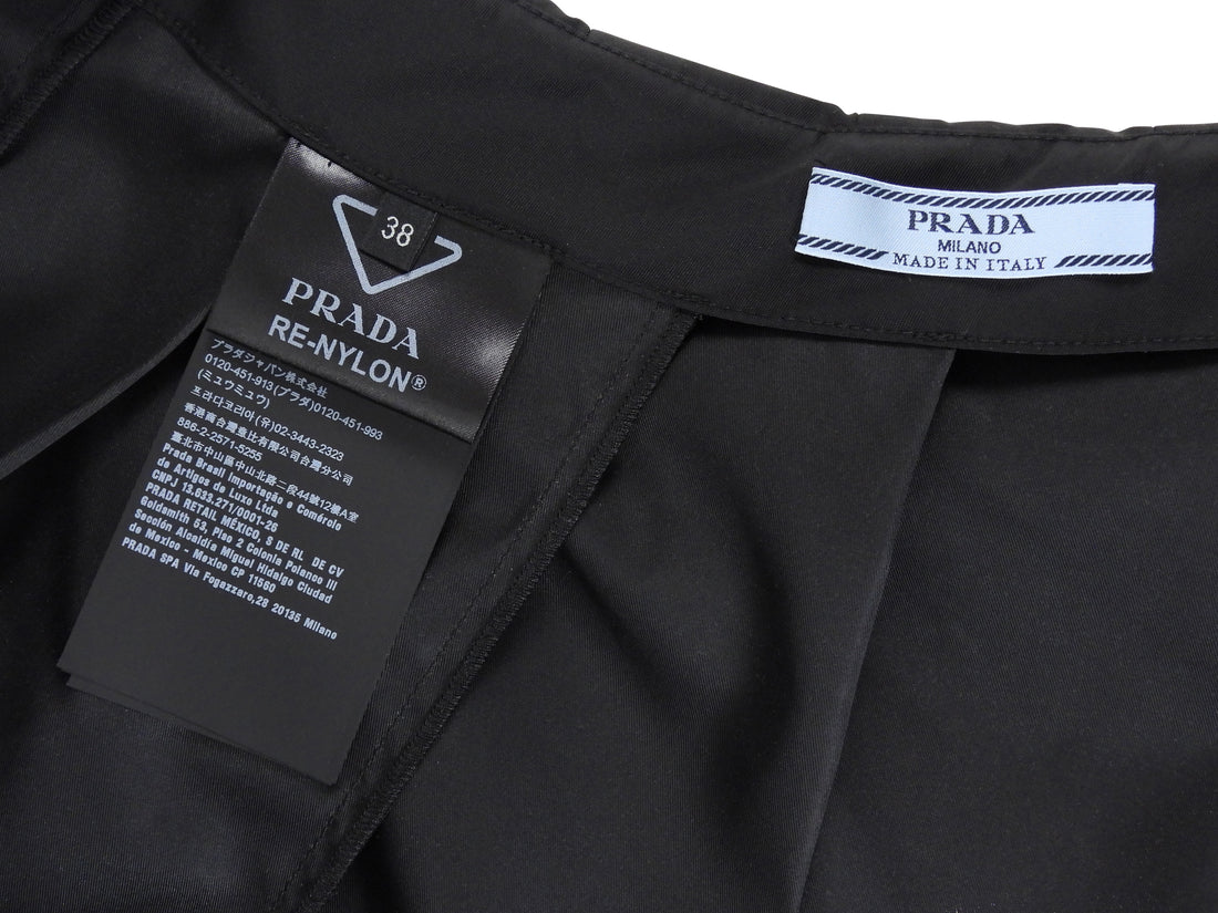 Prada Black Tech Jersey Triangle Logo Plaque Turtleneck - 44