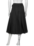 Prada Black ReNylon Pleated Buckle Midi Skirt - 38