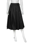 Prada Black ReNylon Pleated Buckle Midi Skirt - 38