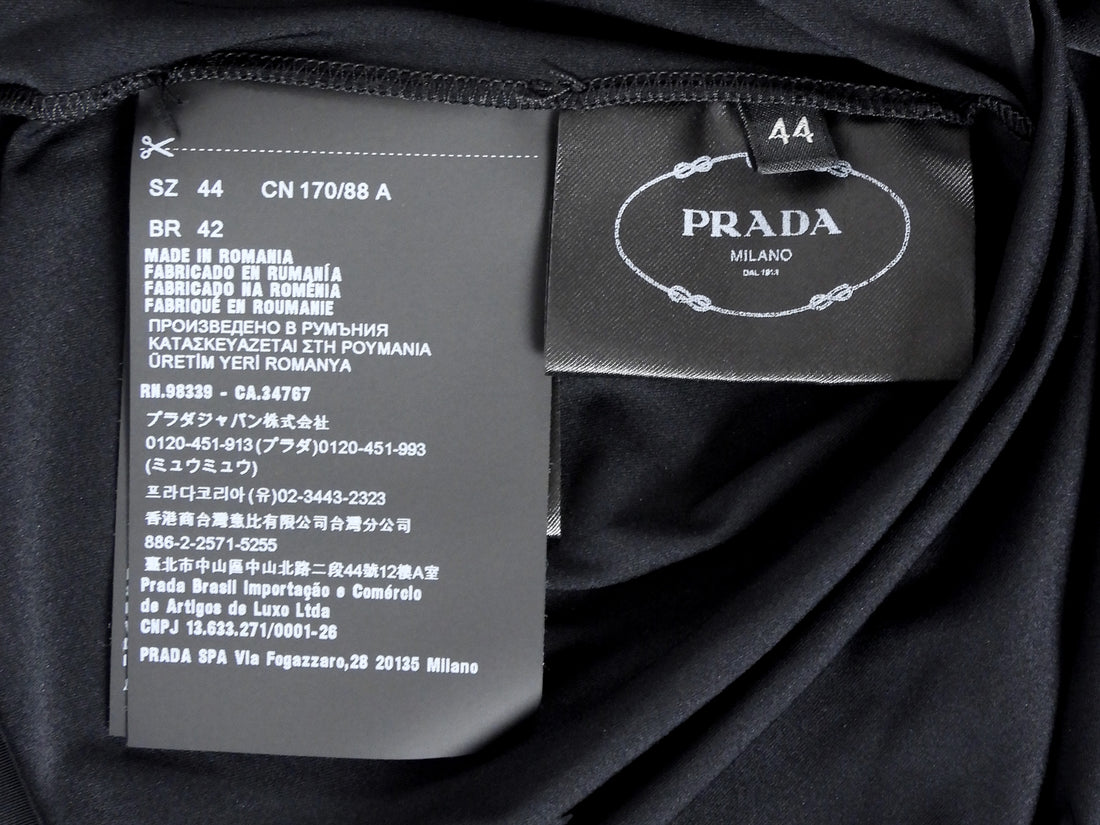 Prada Black Tech Jersey Triangle Logo Plaque Turtleneck - 44