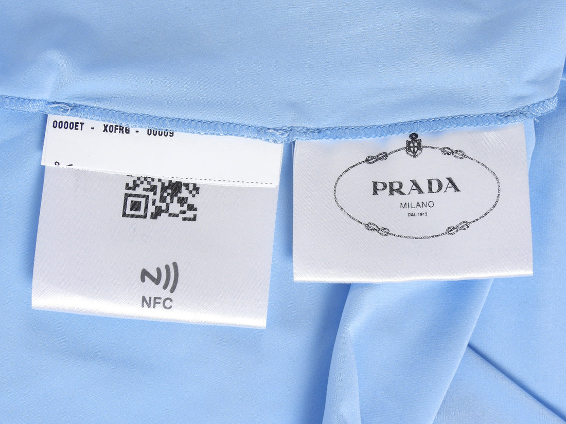 Prada Blue Tech Jersey Triangle Logo Plaque Turtleneck - 44