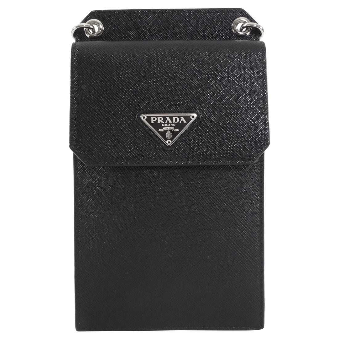 Prada Black Saffiano Leather Crossbody Smartphone Case / Pouch