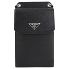 Prada Black Saffiano Leather Crossbody Smartphone Case / Pouch