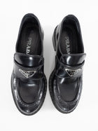 Prada Black Brushed Leather Chunky Loafer - 36