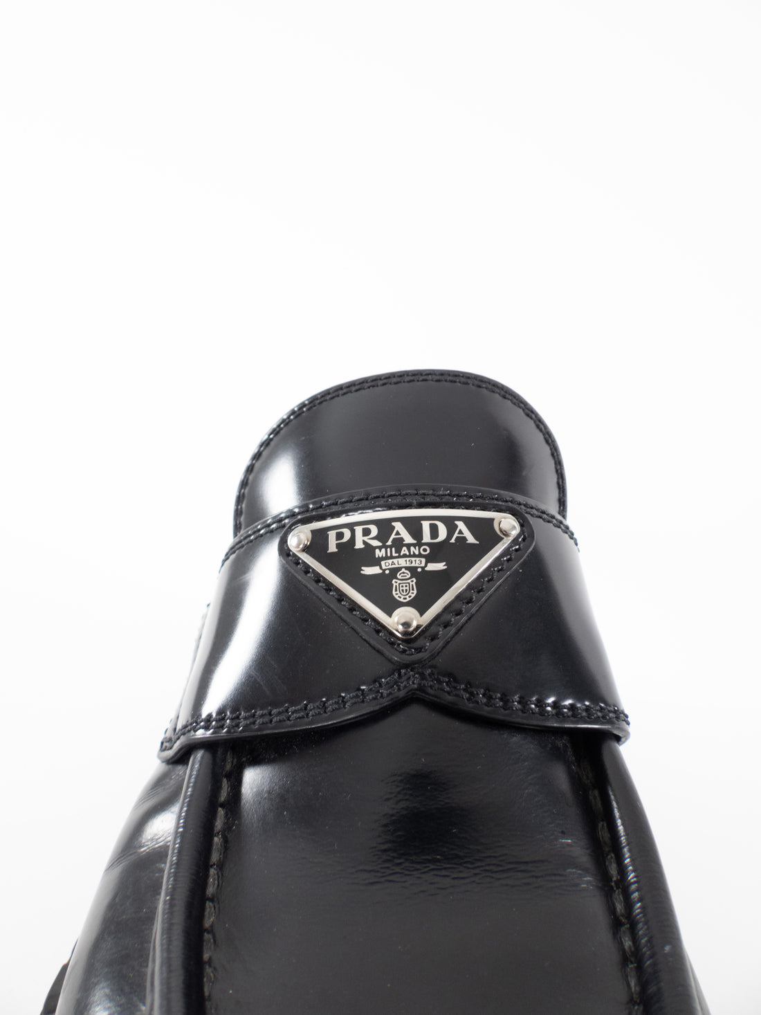 Prada Black Brushed Leather Chunky Loafer - 36