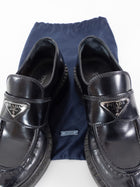 Prada Black Brushed Leather Chunky Loafer - 36