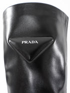Prada Black Stretch Nappa Leather Platform Block Heel Boots - 37