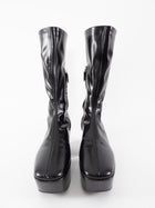 Prada Black Stretch Nappa Leather Platform Block Heel Boots - 37