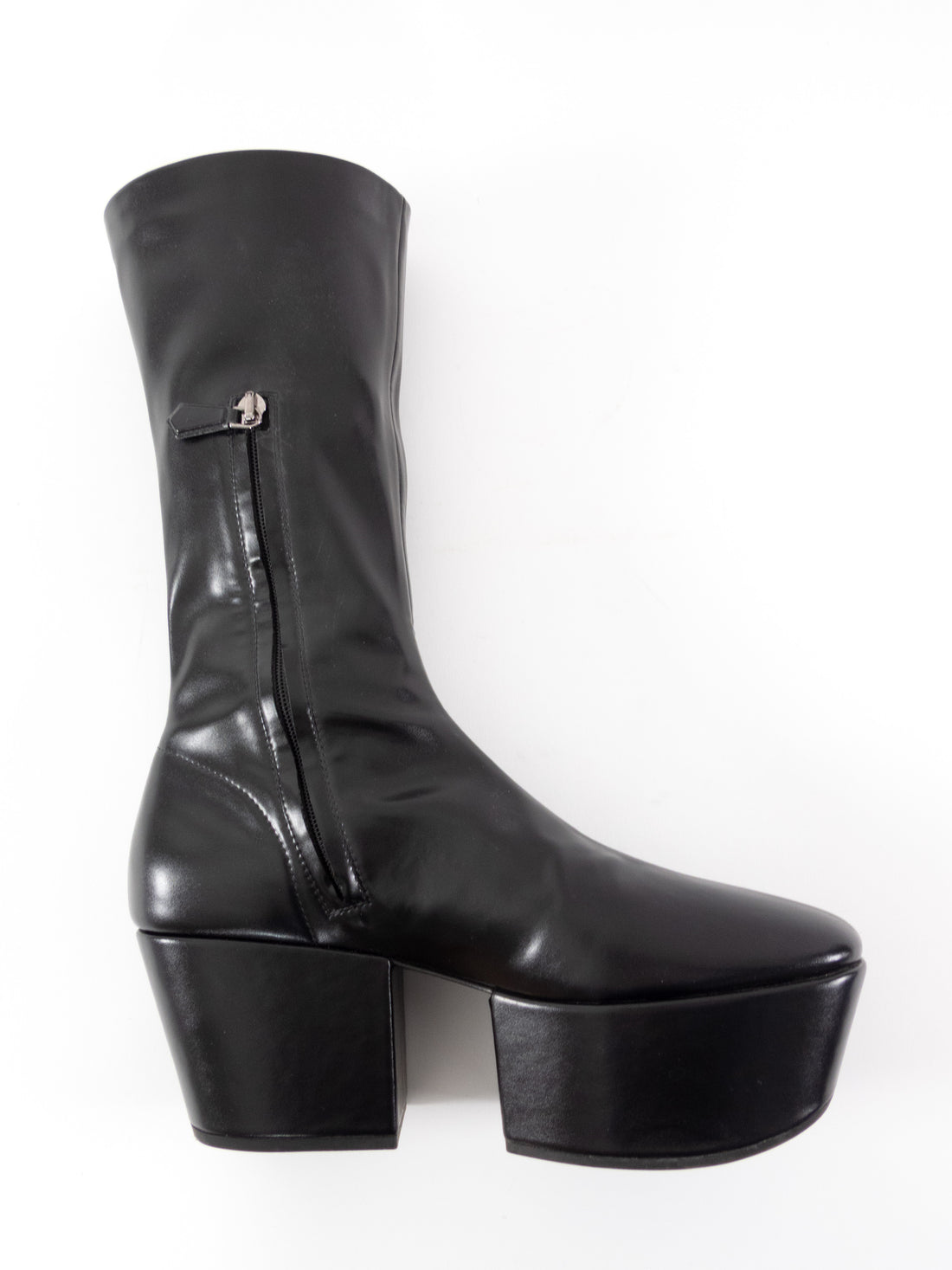 Prada Black Stretch Nappa Leather Platform Block Heel Boots - 37
