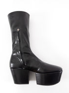 Prada Black Stretch Nappa Leather Platform Block Heel Boots - 37