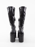 Prada Black Stretch Nappa Leather Platform Block Heel Boots - 37