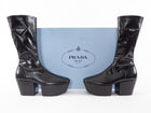 Prada Black Stretch Nappa Leather Platform Block Heel Boots - 37