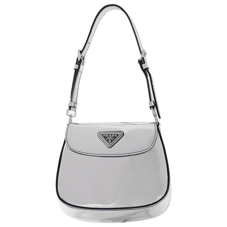 Prada Silver Metallic Patent Leather Mini Cleo Two-Way Shoulder Bag