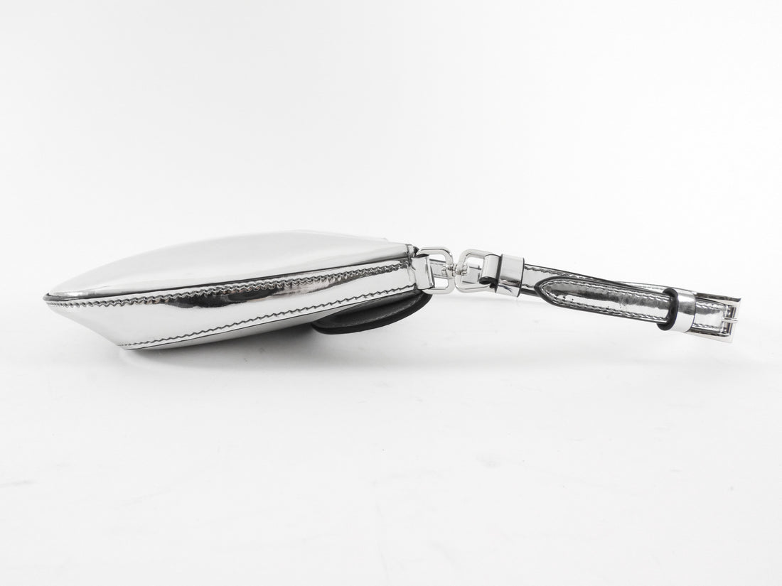 Prada Silver Metallic Patent Leather Mini Cleo Two-Way Shoulder Bag